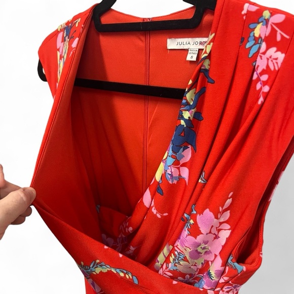 Julia Jordan faux wrap floral midi dress with belt size 8 - Picture 3 of 14